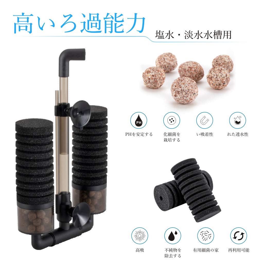Amazon | Hygge 水槽 フィルター スポンジ 超静か アクアリウムエアー
